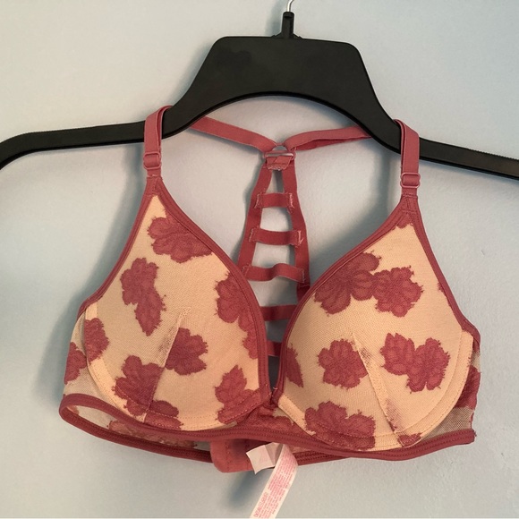 Victoria’s Secret Push Up Bra PINK Lightly Lined 32B Racerback - Picture 1 of 9
